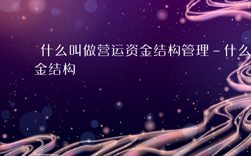 什么叫做营运资金结构管理-什么叫做营运资金结构