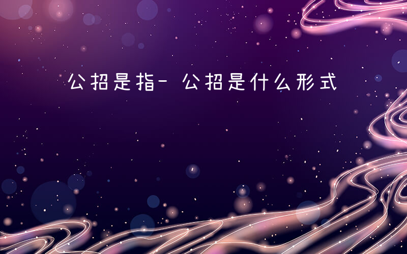 公招是指-公招是什么形式