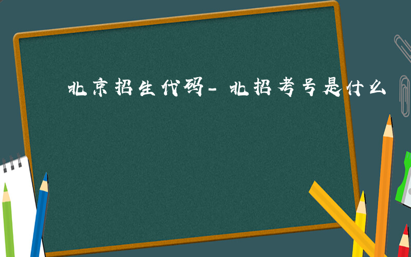 北京招生代码-北招考号是什么
