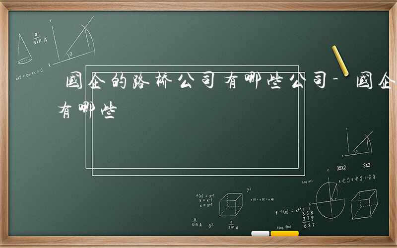 国企的路桥公司有哪些公司-国企的路桥公司有哪些