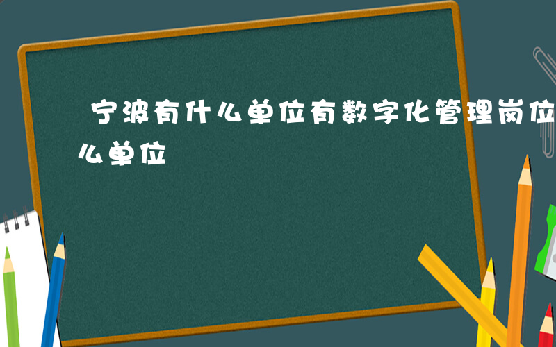 宁波有什么单位有数字化管理岗位-宁波有什么单位