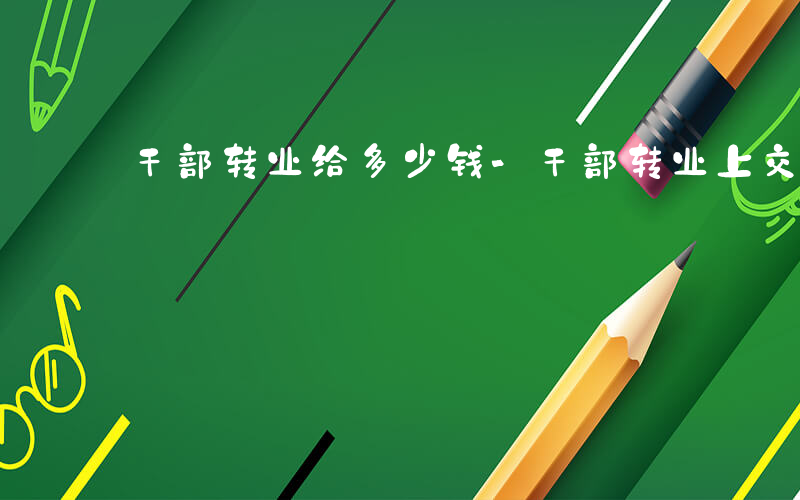 干部转业给多少钱-干部转业上交什么衣服