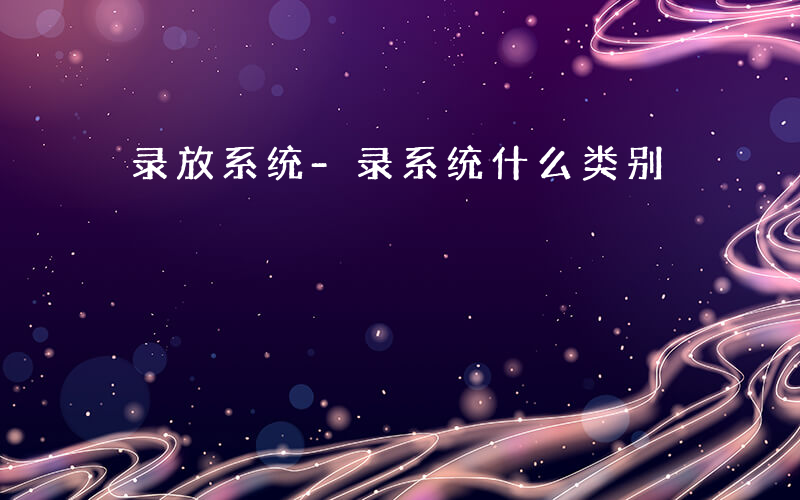 录放系统-录系统什么类别