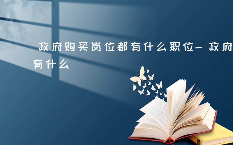 政府购买岗位都有什么职位-政府购买岗位都有什么