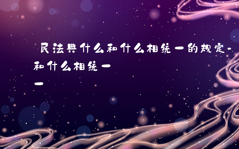 民法典什么和什么相统一的规定-民法典什么和什么相统一