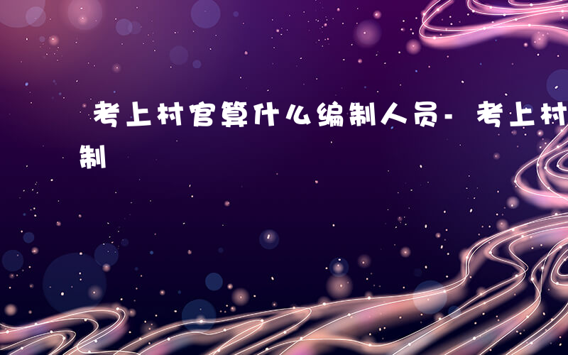 考上村官算什么编制人员-考上村官算什么编制